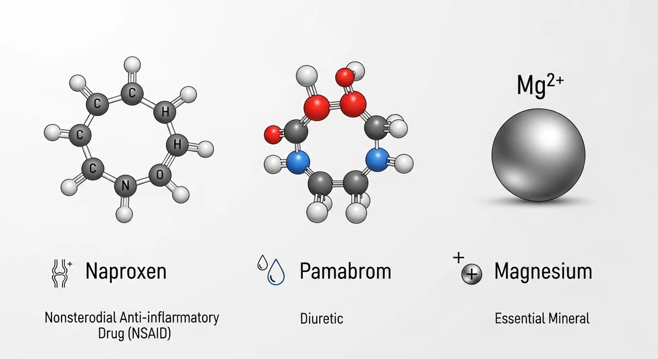 탁센레이디 성분 분석: 나프록센, 파마브롬, 산화마그네슘